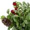 8" Green & Silver Potted Artificial Boxwood with Berries Christmas Arrangement